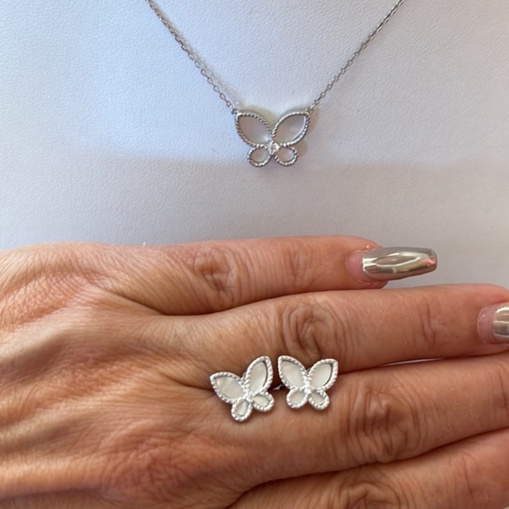 Sterling Silver Butterfly Pearl Earrings